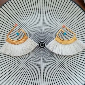 Fan Shaped Earrings w/gemstones